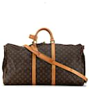 Bolsa de viaje marrón Louis Vuitton Monogram Keepall Bandouliere 60
