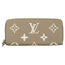 Beige Louis Vuitton Monogram Giant Empreinte Clemence Zippy Wallet