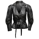 Black Aje Faux Leather Wrap Jacket Size US 4 - Maje