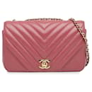 Pink Chanel Mini Chevron Calfskin Statement Flap Crossbody Bag