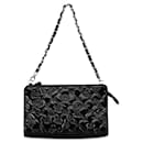 Black Chanel Patent Lucky Symbols Pochette Shoulder Bag