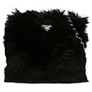Black Prada Eco Fur Chain Crossbody Bag