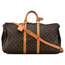 Bolsa de viagem marrom Louis Vuitton Monogram Keepall Bandouliere 55