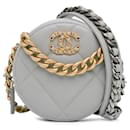Graue Chanel-Clutch aus Lammleder 19 mit Kettentasche