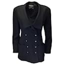 Chanel Boutique Vintage preto / dourado CC logotipo abotoado blazer com peito forrado - Autre Marque