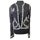 Chanel 04P Camellia Crochet Jacket Black and White Tweed Trim FR 38