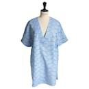BEL AIR Summer dress with sky blue gingham cutouts T2 NEW - Bel Air