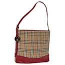 Burberrys Nova Check Shoulder Bag Canvas Beige Red Auth 74385 - Autre Marque