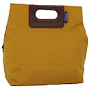 Burberrys Nova Check Blue Label Hand Bag Nylon Yellow Auth bs14254 - Autre Marque