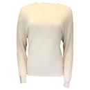 Peserico Ivory Shimmer Long Sleeved Wool Knit Sweater - Autre Marque
