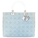 Borsa Lady Dior in denim blu Christian Dior