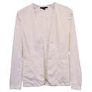 Theory Collarless Open-Front Blazer in White Cotton