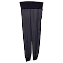 Theory Elastic-Waist Striped Pants in Navy Blue Silk
