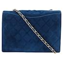 Chanel Quilted Suede Chain Crossbody Bag Suede Shoulder Bag in Good condition