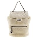 Mochila Chanel CC de cuero acolchado y Mouton Mochila de cuero en buen estado