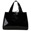 Bolso tote de cuero negro brillante Salvatore Ferragamo en buen estado