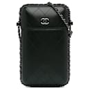 Chanel Black CC Quilted Lambskin Chain Around Phone Holder