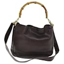 GUCCI Bamboo Hand Bag Leather 2way Brown 001 1638 Auth 75115 - Gucci