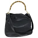 GUCCI Bamboo Hand Bag Leather 2way Black 001 1577 Auth yk12406 - Gucci