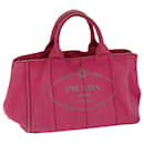 PRADA Canapa MM Hand Bag Canvas Pink Auth 74994 - Prada