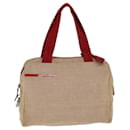 PRADA Sports Tote Bag Canvas Red Beige Auth 75127 - Prada