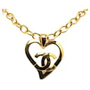 Chanel CC Heart Pendant Necklace Metal Necklace in Excellent condition
