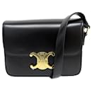 NOVA BOLSA CELINE TRIOMPHE ADOLESCENTE 188423 EM BOLSA DE COURO PRETA CROSSBODY - Céline