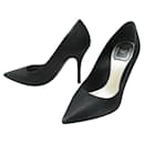 CHRISTIAN DIOR SHOES BLACK IRIDESCENT LEATHER PUMPS 35.5 LEATHER SHOES - Christian Dior