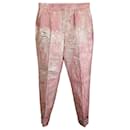 Dolce & Gabbana Pantaloni cropped jacquard lame slim leg in poliestere rosa