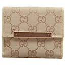 Gucci GG Canvas Compact Wallet Carteira curta de lona 112716 em bom estado