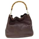 GUCCI Bamboo Shoulder Bag Leather Brown Auth 73913 - Gucci