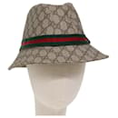 GUCCI GG Supreme Web Sherry Line Hat PVC M Beige Red Green Auth yk12592 - Gucci