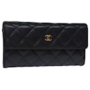 CHANEL Matelasse Long Wallet Caviar Skin Black CC Auth yk12519 - Chanel
