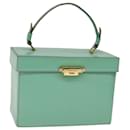 CELINE Vanity Cosmetic Pouch Leather Green Auth 74541 - Céline