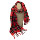 Burberry Red Fringed Plaid Lambswool Scarf - Autre Marque
