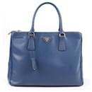 Prada Saffiano Lux 2Way Galleria Leather Handag in Navy Blue