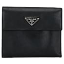 Prada Saffiano Trifold Wallet Leder Kurze Geldbörse 1M0170 in gutem Zustand