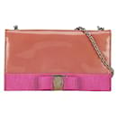 Salvatore Ferragamo Patent Leather Vara Bow Wallet on Chain Leather Long Wallet KB-22B775 in Good condition