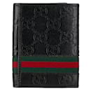 Gucci Guccissima Web Bifold Wallet Porte-cartes en cuir 138043 en bon état