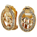 Pendientes con clip de diamantes de imitación con logotipo de CD Dior Pendientes de metal en excelentes condiciones