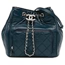 Chanel Blue Aged Calfskin Drawstring Bucket