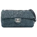 Chanel Blue Medium Embroidered Denim Camellia Flap