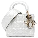 Dior Plata Mini Piel de becerro metalizada Cannage Supple Lady Dior