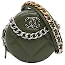 Chanel Green Lambskin 19 Round Clutch with Chain