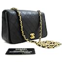 CHANEL Vollklappen-Kettenschultertasche Crossbody Schwarz Gestepptes Lamm - Chanel