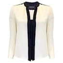 Derek Lam Ivory / Black Long Sleeved Silk Blouse - Autre Marque