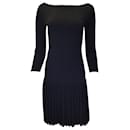 Ralph Lauren Collection Black Pleated Long Sleeved Merino Wool Knit Dress - Autre Marque