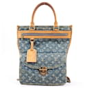 Louis Vuitton Monogram Denim Flache Shopper-Handtasche M95018