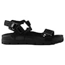 Sporty leather and black Re-Nylon tape sandals new - Prada