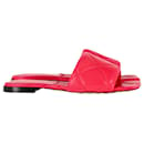 Bottega Veneta Flat Lido Quilted Slides in Red Leather